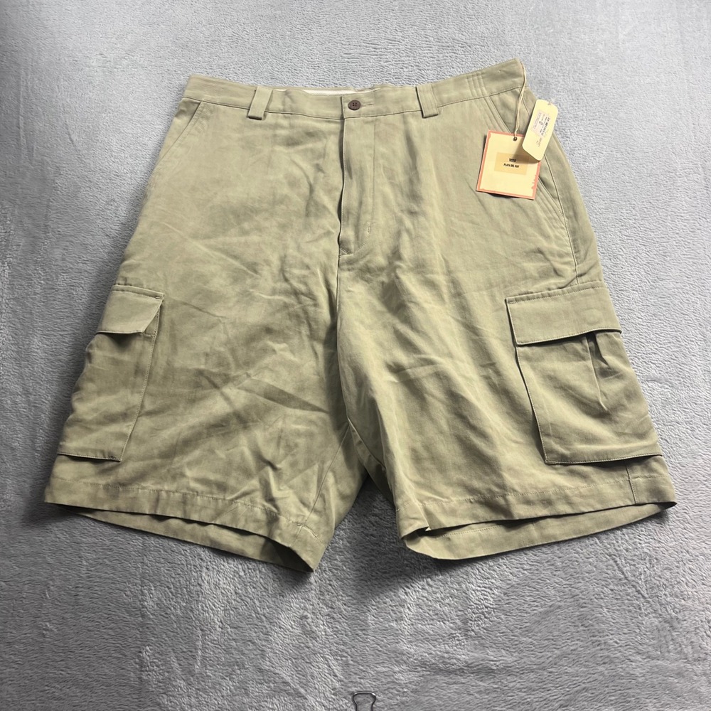 Tommy Bahama Playa Del Ray Silk Linen Cargo Shorts Khaki Mens 34 T8218 NEW